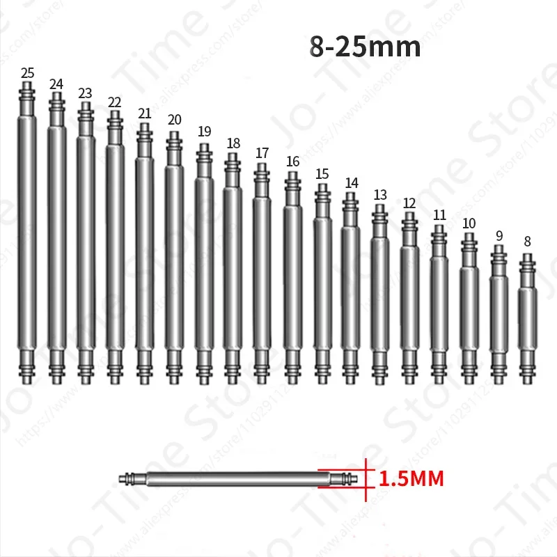 Deluxe Stainless Steel Watchband Spring Bar Assortment Set