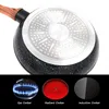Master Star-Wooden Soft Touch Handle Pans, Black Granite Coating, Teflon Frier Induction Cooker, Non-stick Set,20/24/28cm 3