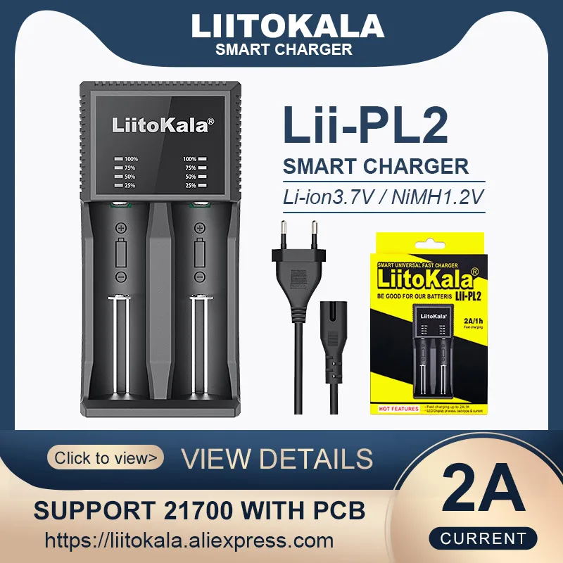 LiitoKala Lii-PL2 리튬 배터리 충전기, PCB 21700, 3.7V 26650 18650 22650 14500 18350 20700 1.2V AA AAA NiMH 배터리