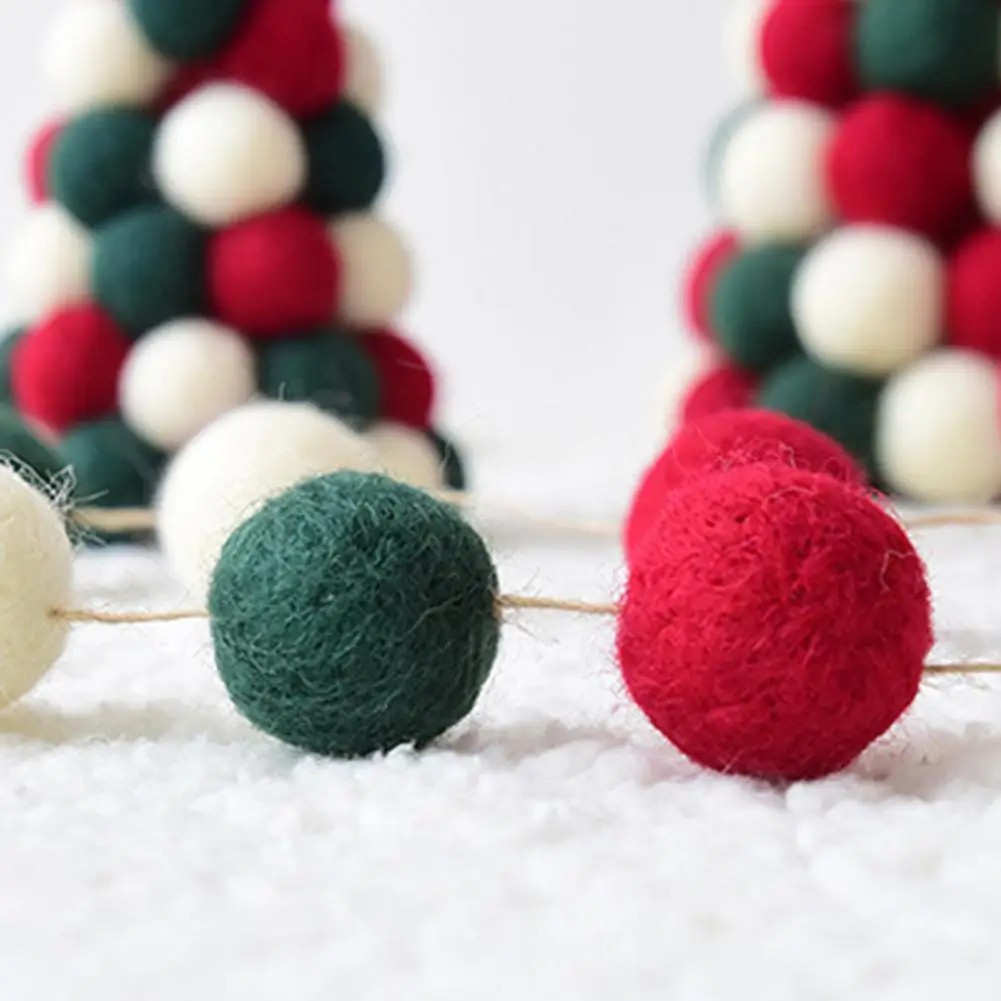 1 Pack Christmas Pom Pom Balls Red Green Felt Ball Ornaments DIY Christmas  Garland Decoration Holiday Pom Balls for Birthday Par