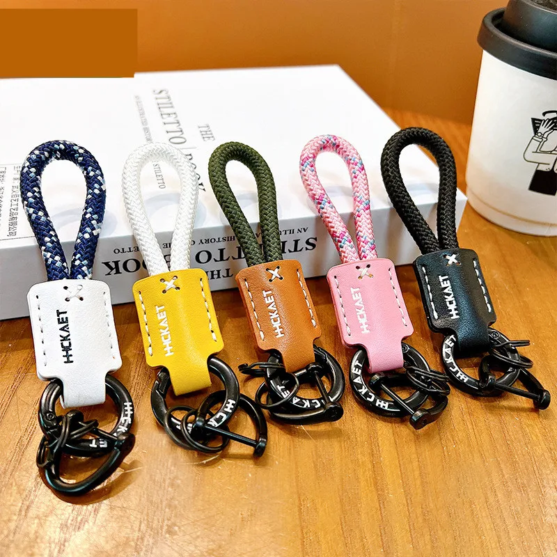 진짜 가죽 메탈 자동차 키체인 5가지 색상 여성 남성 블랙 버클 자동차 키 링 체인 홀더 쥬얼리 선물 신상품