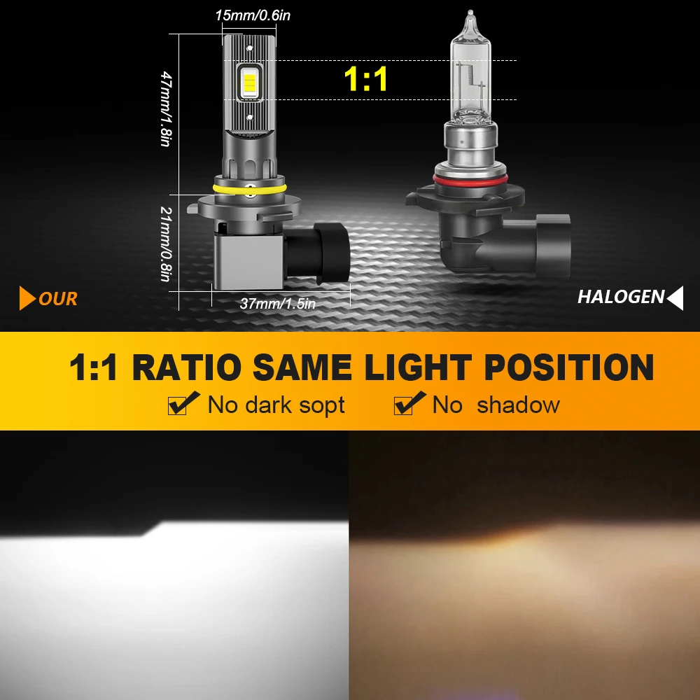 MZGN 2Pcs 20000M 9005 HB3 LEDHeadlight Canbus 9006 HB4 H11 H9 H8 CSPLED Headlamp Bulb 100w Turbo AutoLamp 6000K 12V