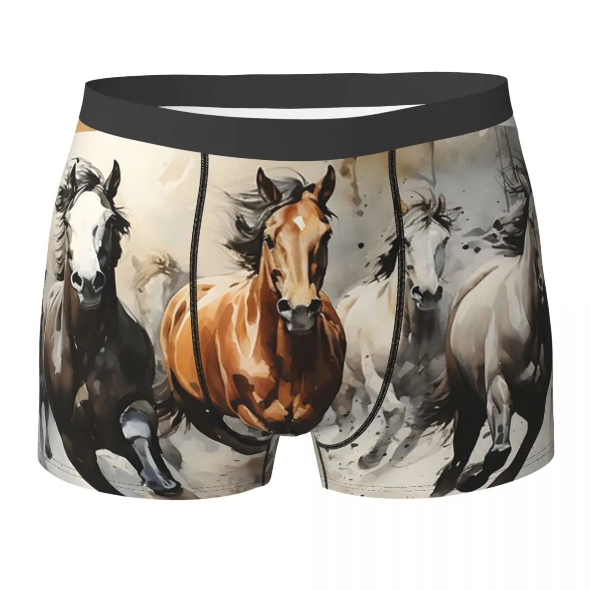 

Boxer Underpants Shorts Brown Horse Herd Running Galloping Animal Lovers Humor Panties Men's Ventilate Underwear for Homme Man