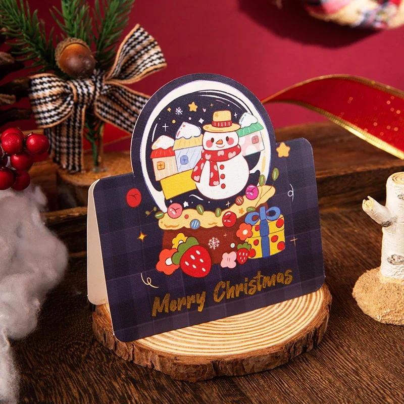 White Cardboard Gingerbread Man Gift Card Exquisite Patterns Bronzing Clear Printing Christmas Cards Carousel Gift Flower Shop