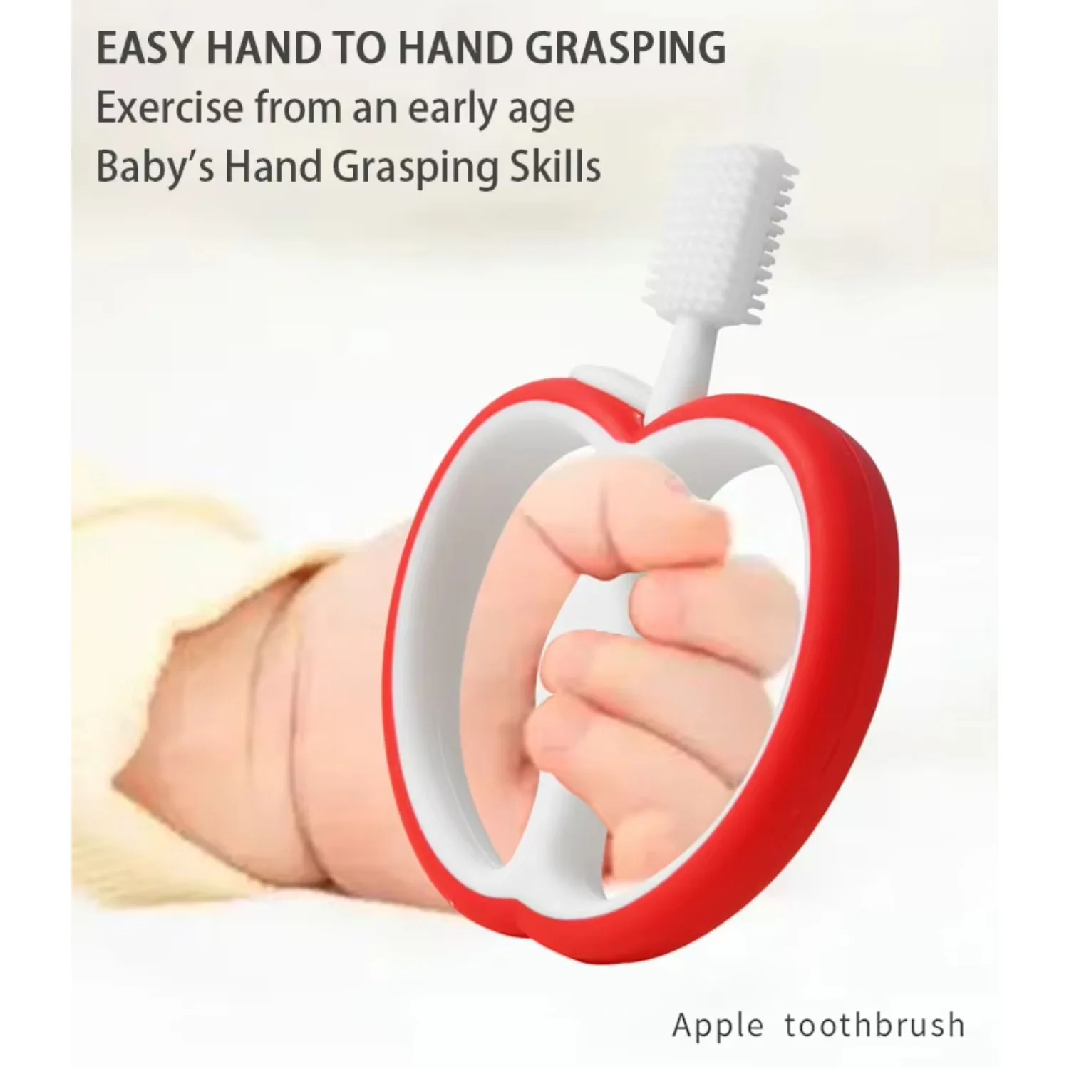 1PC Cute Apple Silicone Teething Toy for Babies-Food Grade Chewable & Durable Babi Toy Teether Baby Silicone Baby Pacifier