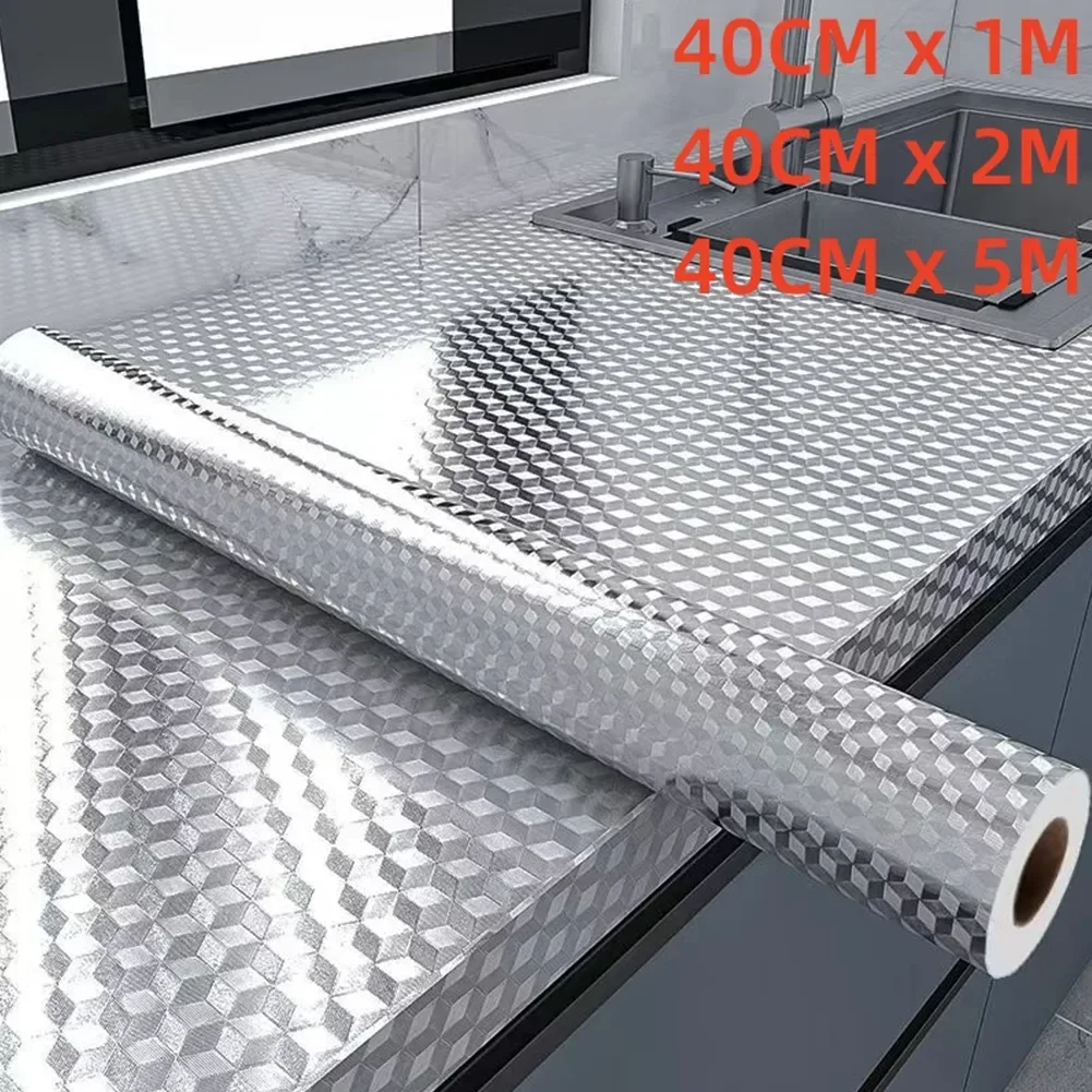 Kitchen Oil-proof Self Adhesives Stickers Aluminum Foil Gas Stove Cabinet Contact Sticke 5/2/1M