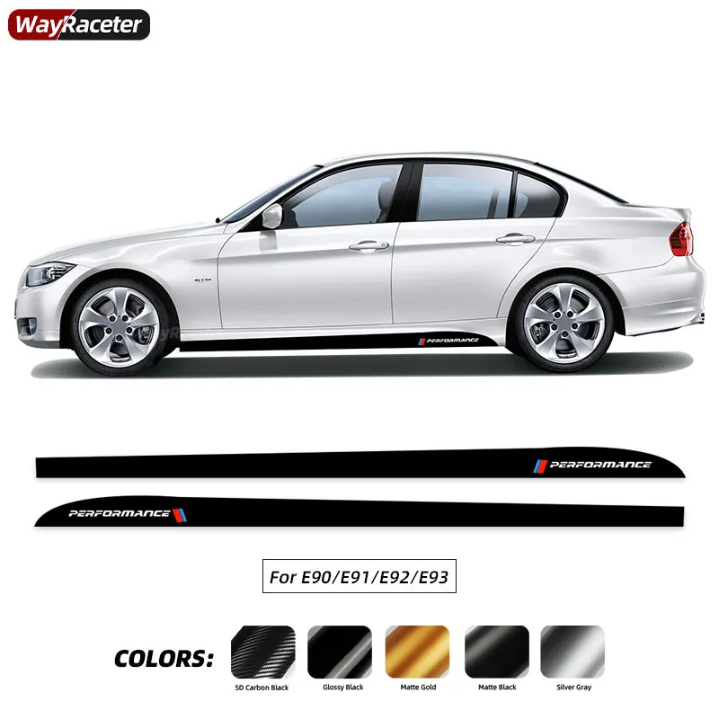 2 шт. M эффективная наклейка дверь боковая полоса юбка для BMW E90 E91 E92 E93 3 серии 2005-2012