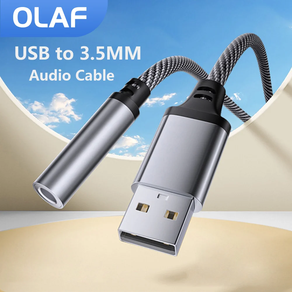 Universal USB to 3.5mm Audio Adapter - Earphone Aux Converter with Mic Support