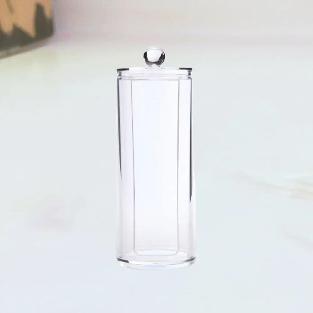 메이크업 코튼 보관 상자 투명 7x7x19cm 프리미엄 화장품 정리함 코튼 패드 면봉 홀더 뚜껑이 있는 컨테이너 홈
