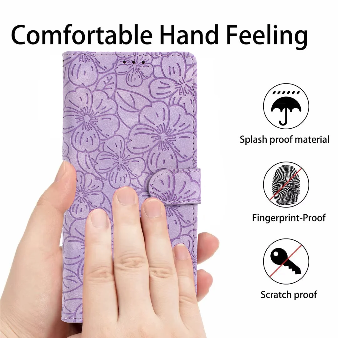 Cherry Blossom Leather Flip Phone Case - Edge Series