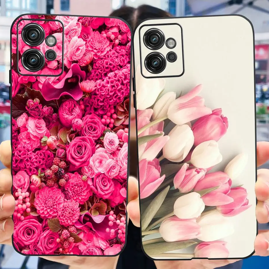 Floral Cat Design Soft Silicone TPU Back Cover Phone Case