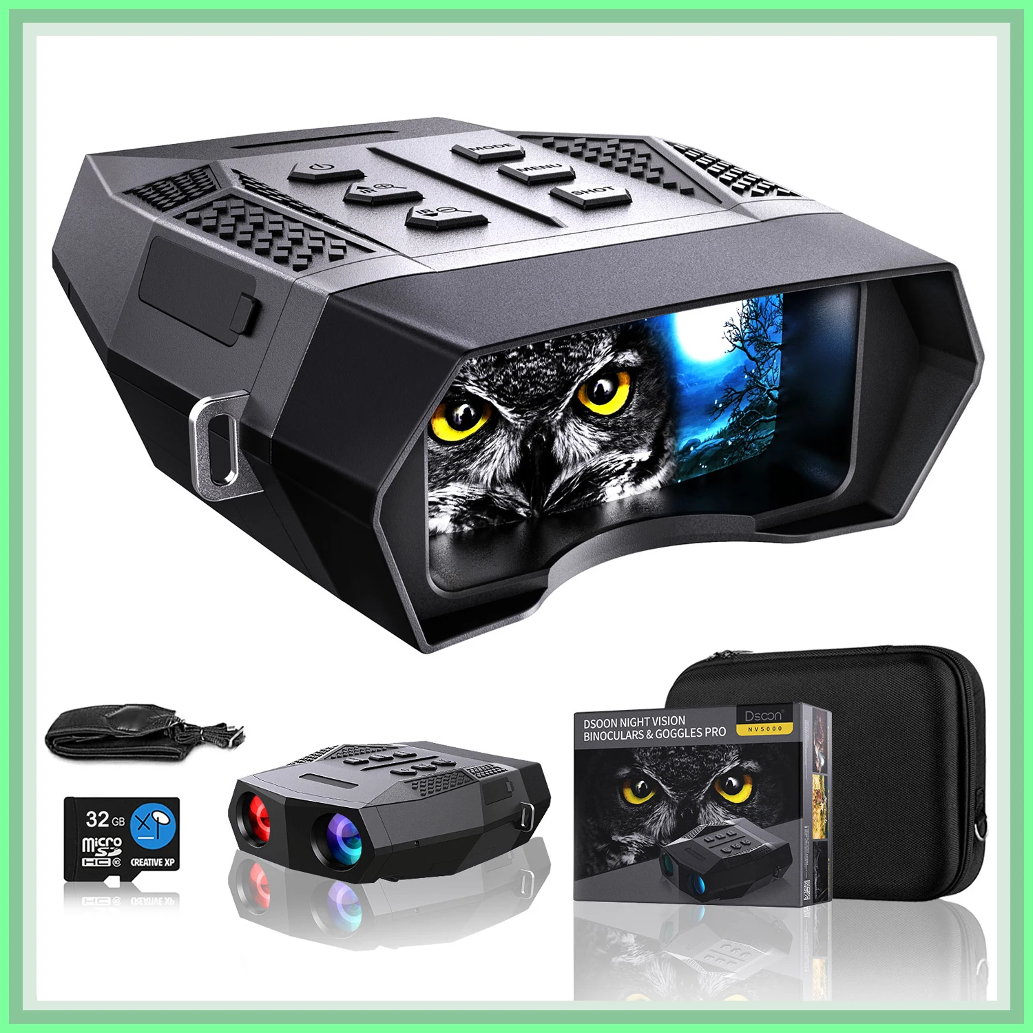

Dsoon Night Vision Goggles NV5000 Binoculars Viewing 984ft/300m in 100% Darkness,FHD 4K Video for Hunting & Surveillance