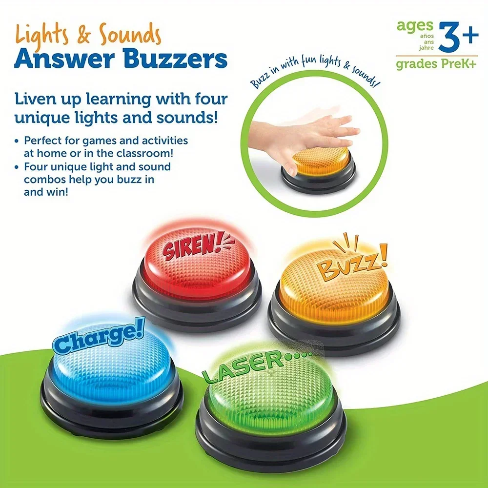 Learning Resources Answer Buzzers Toy Family Game Competition Quiz Buzzers Lights and Sounds Button Trivia Nights Kids