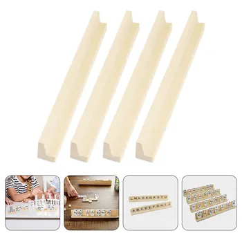 4Pcs 19Cm Wooden Diy Alphabet Base Domino Holders Multi Function Display Stands Desktop Toy Accessories Kids Game Trays Rack 1
