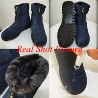 Non Slip Waterproof Snow Boots Women Thick Warm Long Plush Ankle Boots Women Front Zipper Cotton Padded Shoes Woman Plus Size 44 - Image 2