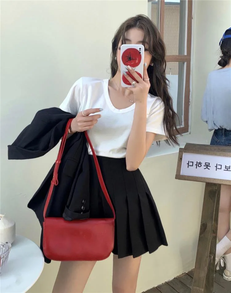 Korean Fashion Solid Two-piece Skirt Set Women Single Breasted Blazer Coat + Pleated Mini Skirt Autumn Office Lady Casual Suits