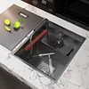 Hidden Sink Cup Washer Stainless Steel Kitchen Sink Small Bar Single Slot Touring Car Wash Basin With Cover Plate Apartment 6