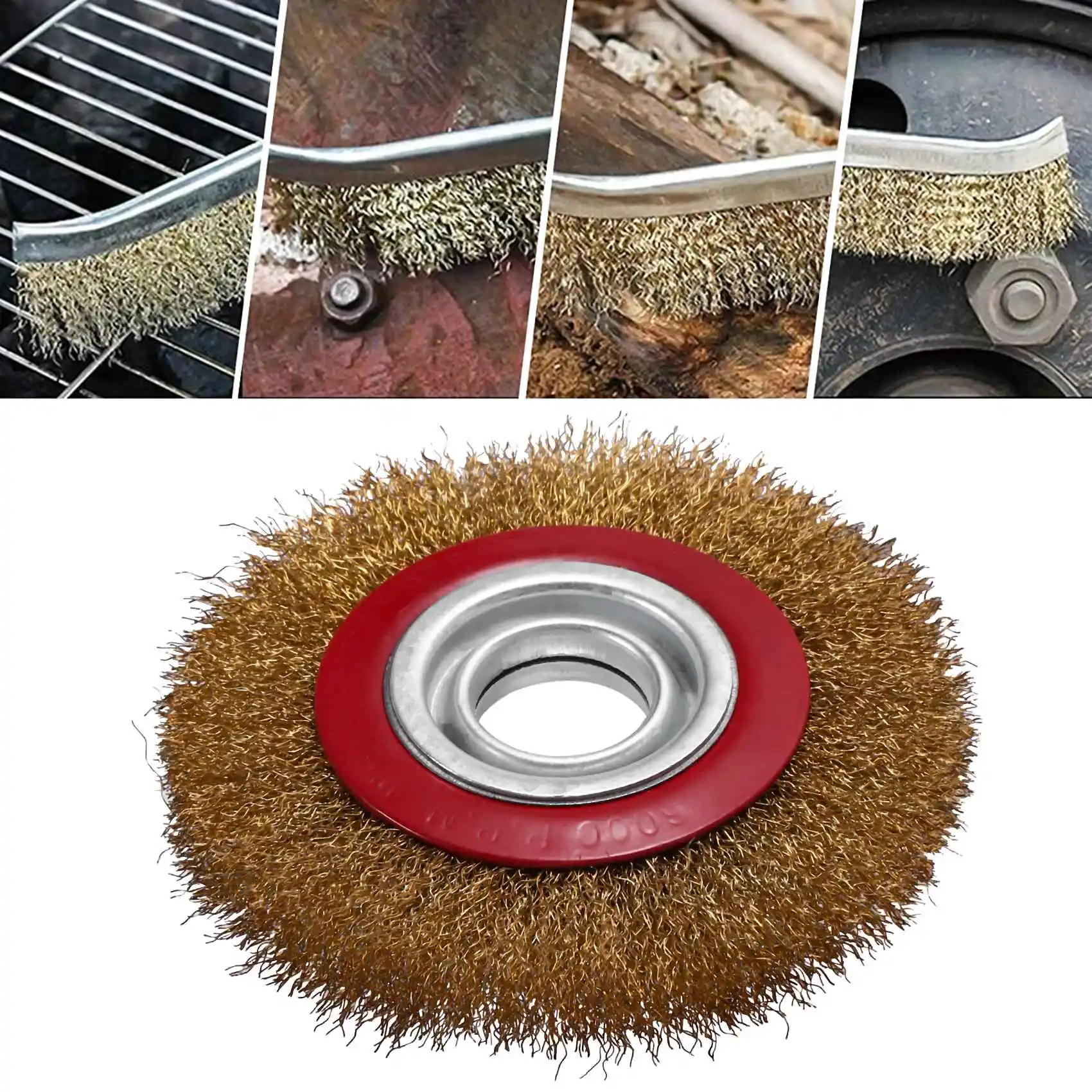 Wire Brush Wheel for Bench Grinder Polish + Reducers Adaptor Rings 6inch 150Mm