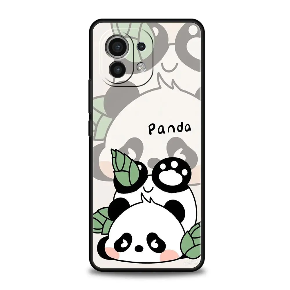 Cute Panda Climbing Bamboo Soft Black Phone Case