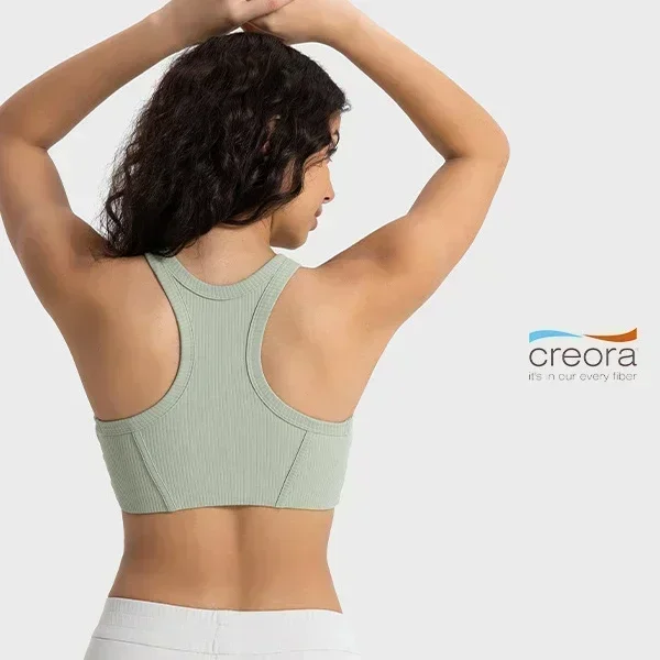 Lemon Logo Ribbed High-Neck Racerback Yoga Bra Buttery-soft Sweat-wicking Light Support Sports Bras With Removable Cups Tank Top