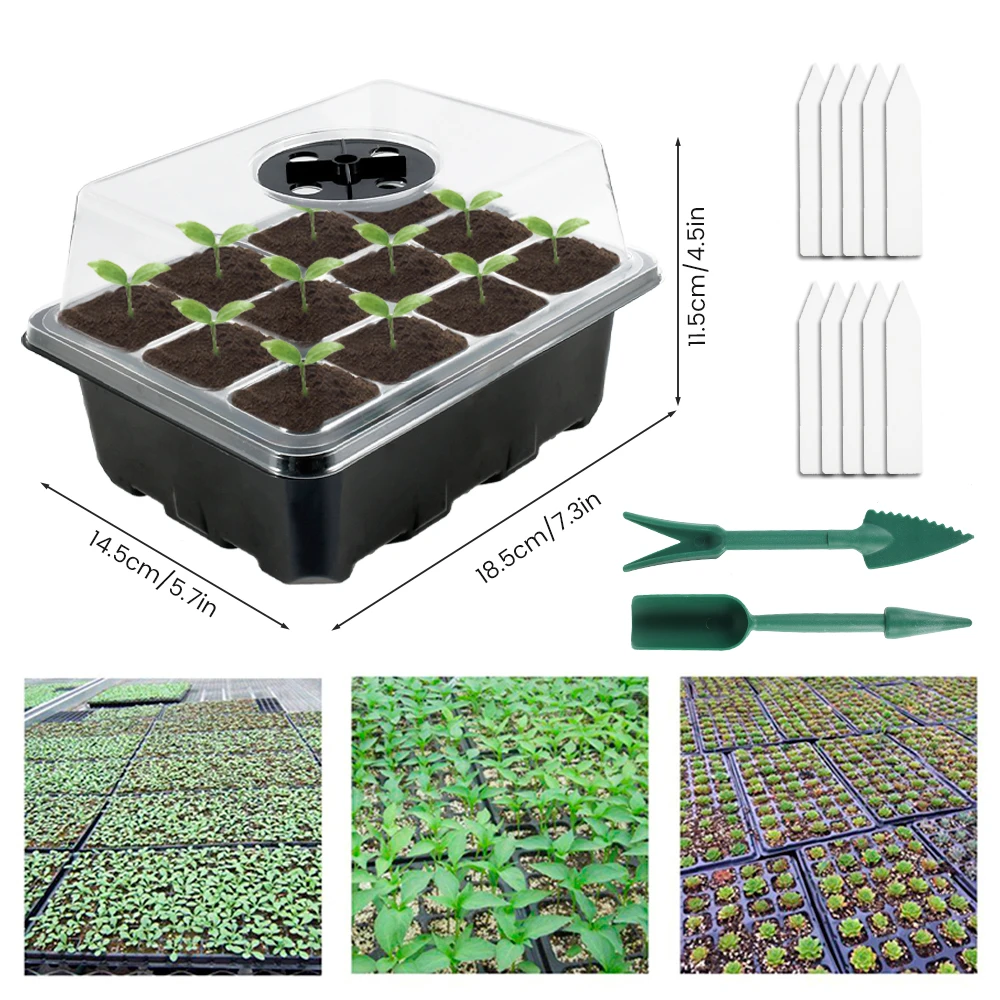6Pcs Seedling Starter Trays 12 Hole Plastic Plant Seeds Grow Box Vegetable Flower Plant Pots Nursery Grow Box for Garden Ourdoor