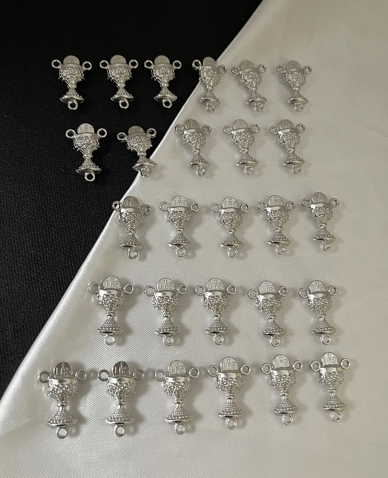 가톨릭 성배 센터 피스 금속 묵주 성찬식 센터 커넥터, 성배 컵, 메달 부품, DIY 액세서리, 10 개