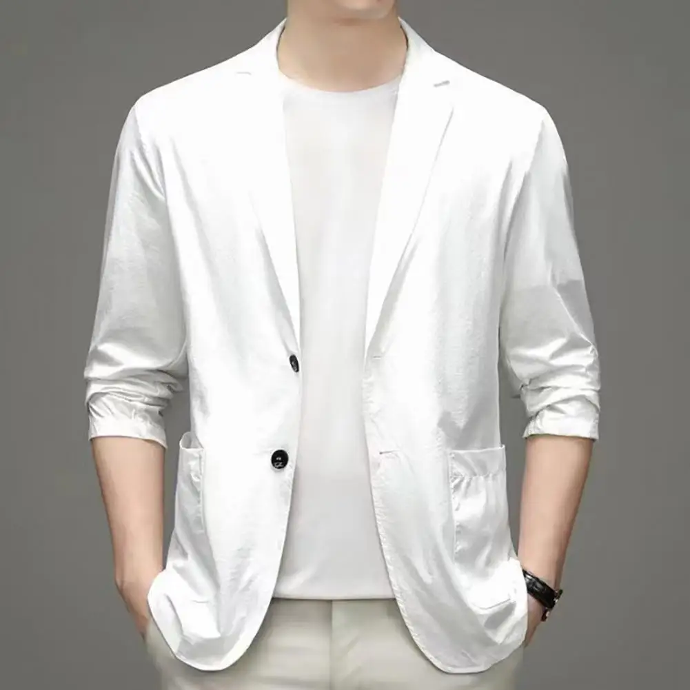 Men Suit Coat Lapel Long Sleeve Single Breasted Suit Jacket Solid Color Pockets Business Formal Coat Workwear men suit jacket