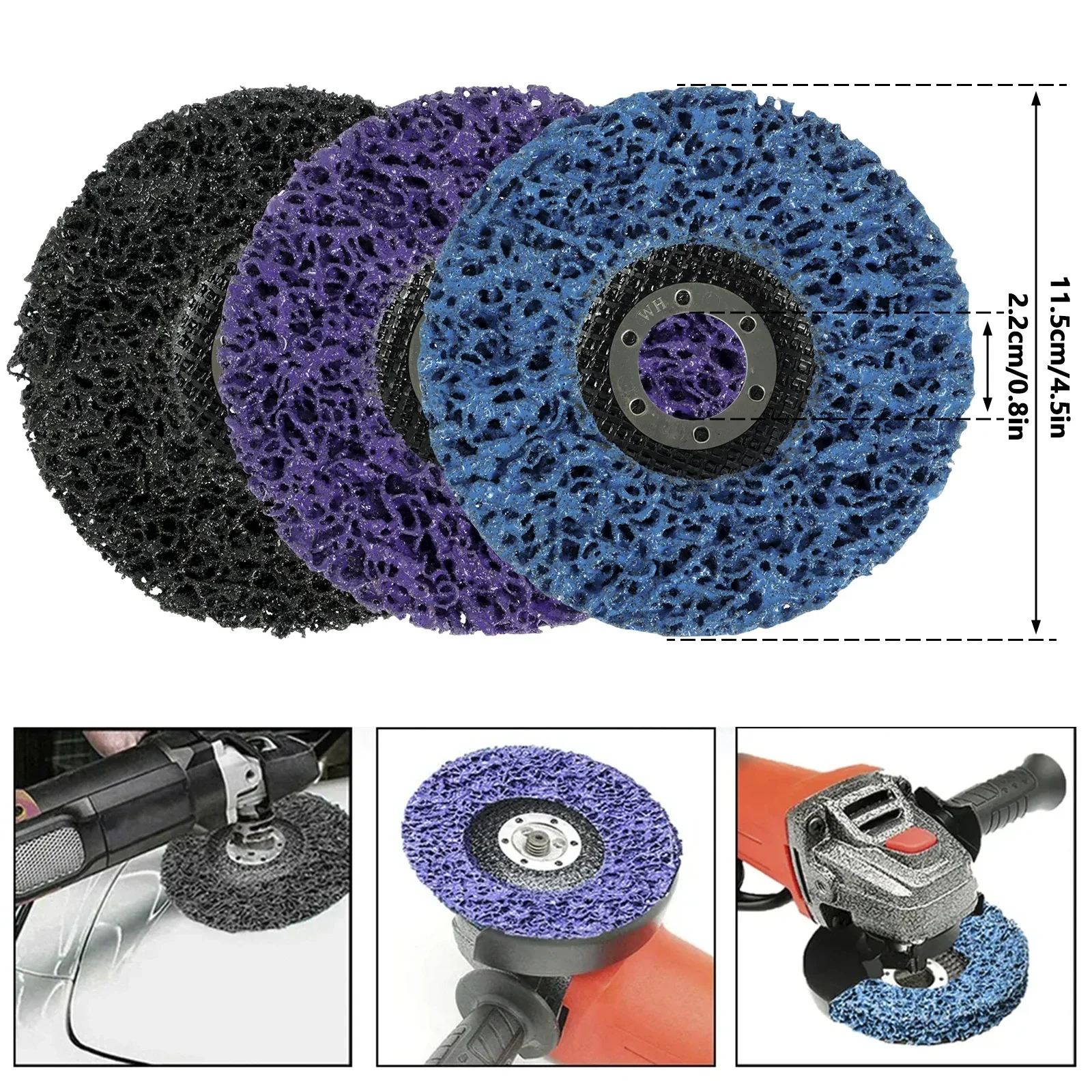 3Pc 4.5inch Paint Removal Disc Quick Stripping Discs Multipurpose Rust Remover Wheel Wear-Resistant Paint Stripper Angle Grinder