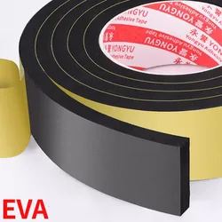 Black Single-Sided EVA Sponge Foam Tape - Soundproof Cushioning & Super Sticky Rubber (10M) (2M x 25mm x 10mm)