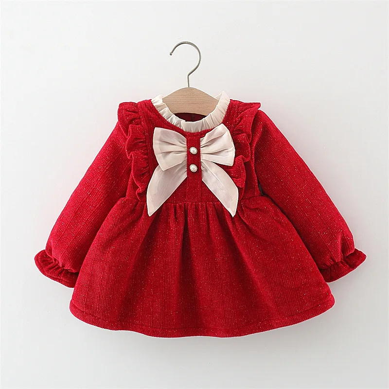 baby冬小物 Winter Baby Girl Clothes Korean Cute Bow Mesh Fleece Warm