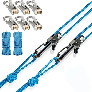 Rope Tightening Tool & Tensioner，Heavy-Duty Retractable Tie Down Rope for Camping, Tarp, Hammock,Boating & Outdoor Gear Securing 1