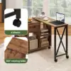Rotating Writing Office Desk with Storage, Computer Desk with Wheels, Brown 6