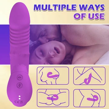 HESEKS Clitoral Stimulator Licking Telescopic Tongue Dildo G Spot Vibrator Masturbator Nipple Massager Adult Sex