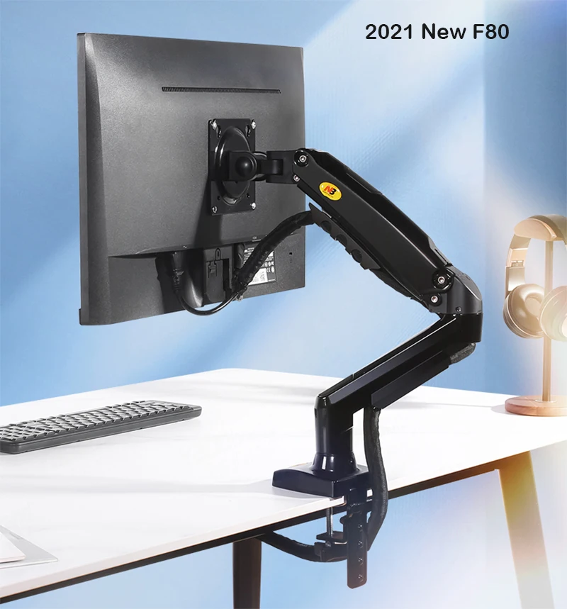 F80 Gas Spring 17-30 inch Desktop LED LCD Monitor Mount Holder Arm Ergonomic Gas Strut Flexi Mount Load 2~9kgs 3