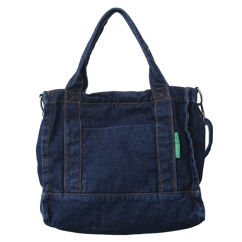 Denim Tote Bags For Women Designer Handbags Jeans Shoulder Bag With Zipper Shopping Bag Canvas Messenger Bag Y2K Eco Bag Korean