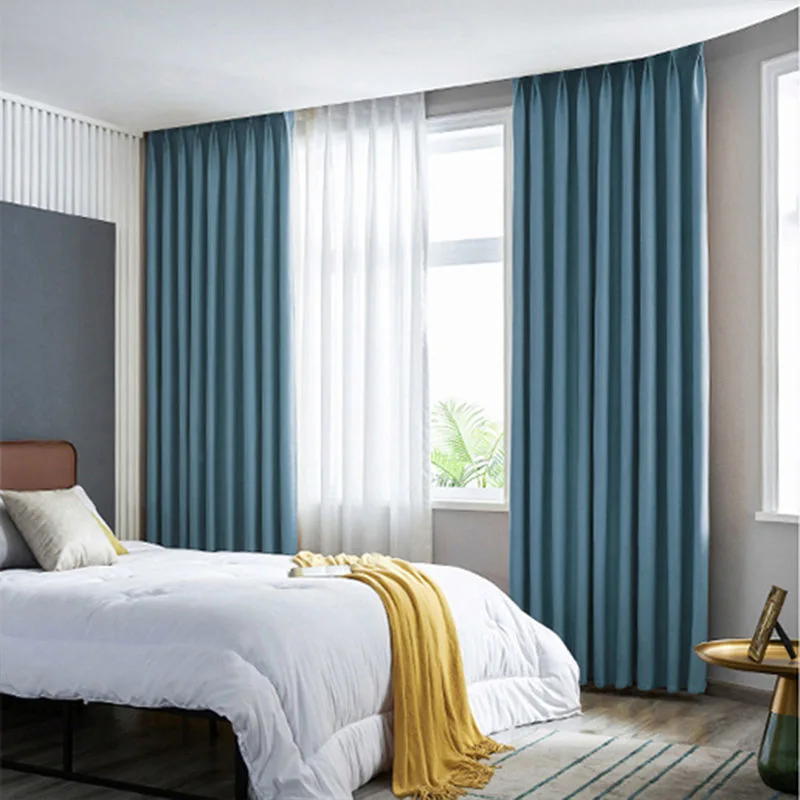 

Customized Shading Nordic Style with Full Shading Double-sided Cotton and Linen Fabric Curtains for Living Dining Room Bedroom