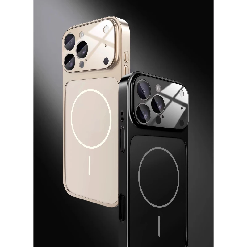 حافظة زجاجية أصلية غير لامعة لهاتف آيفون 17 برو ماكس 16 15 14 13 برو ماكس 17 إير مغناطيسي Magsafe شحن لاسلكي درع Funda 3