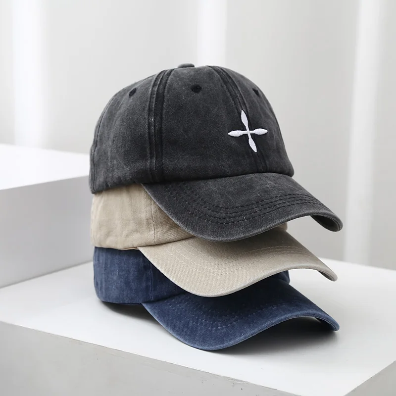 한국어 스타일 악세사리 빈티지 크로스 야구 모자 여성용 선 스크린 Duckbill Hat Soft Top 봄 여름 트렌드