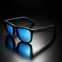 Unisex Retro Vintage Square Polarized Sunglasses with Matte Frame & UV400 Protection (C3 Blue)