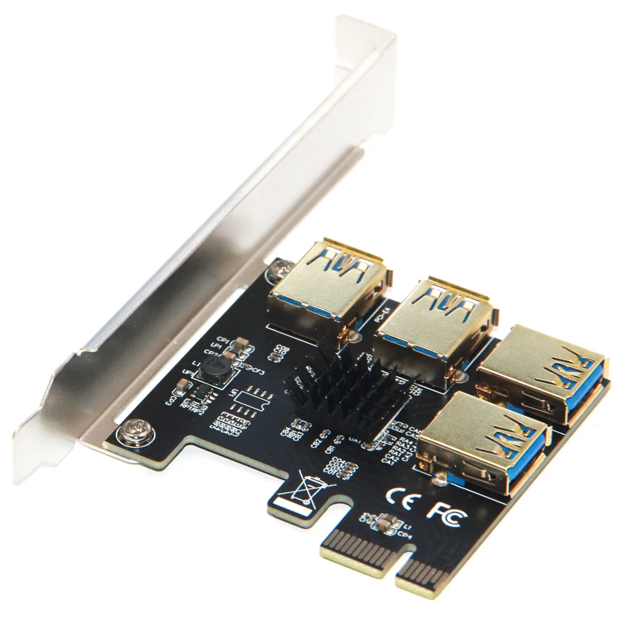 PCIe Riser PCIe 1 To 4 Riser Card - USB 3.0 Splitter For Bitcoin Mining &  Multiple GPUs SYONCON 1 To 4 PCIe Splitter Card For Bitcoin Mining Devices