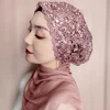 Personality Ethnic Embroidery Bead Women Turban Cap Ready To Wear Head Scarf Wrap Muslim Hijab Hair Cover Cap Headscarf Hat