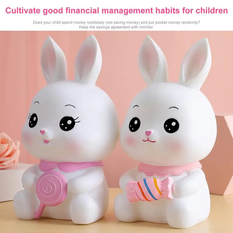 Bunny Bank Shatterproof Bunny Money Bank Shatterproof Cartoon Rabbit Banks Kids Saving Money Jar Animal Figurine For Kid