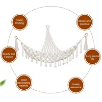 Triangle Hanging Mesh Storage Basket Boho Plush Toy Hammock Cotton Tassel Wall Net Bedroom Living Room 3