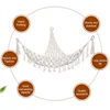 Triangle Hanging Mesh Storage Basket Boho Plush Toy Hammock Cotton Tassel Wall Net Bedroom Living Room 3