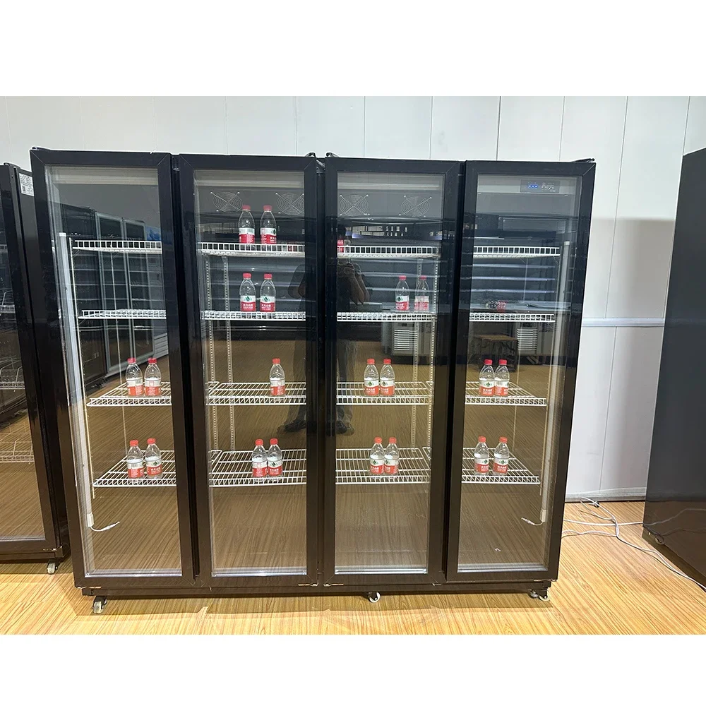 Supermarket Commercial Vertical Upright Freezers Display Beverage Cooler Refrigerator Showcase With Glass Door Freeze