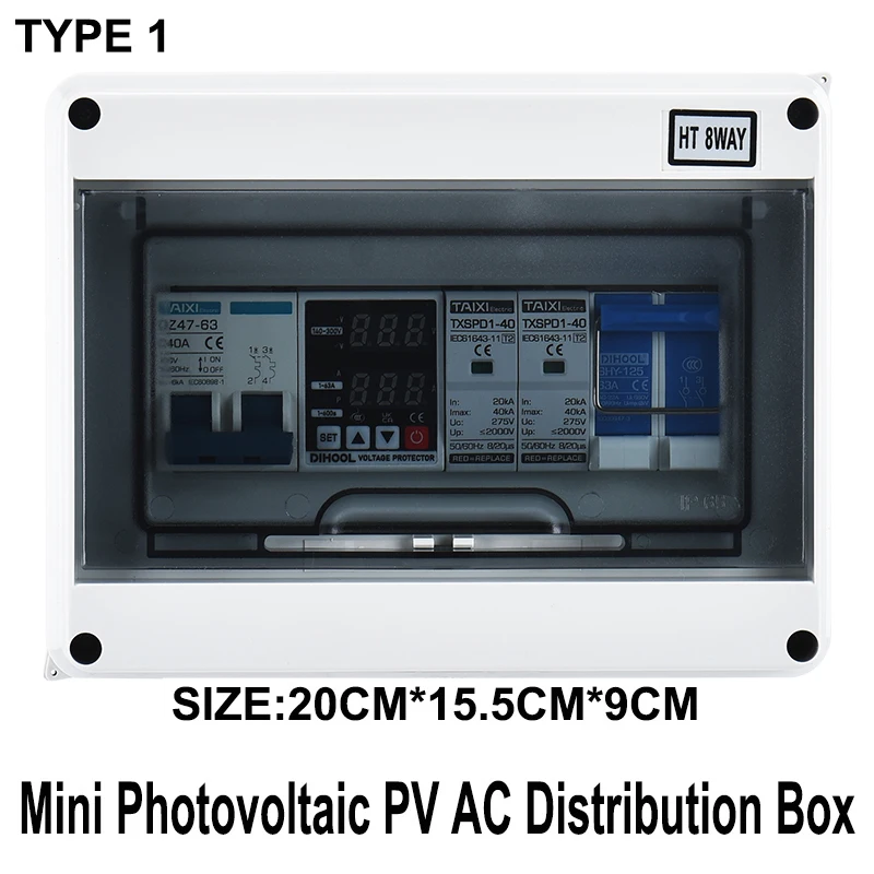 Mini Photovoltaic PV AC Distribution Box Inverter Side Connection Economical Off-Grid Connected Box