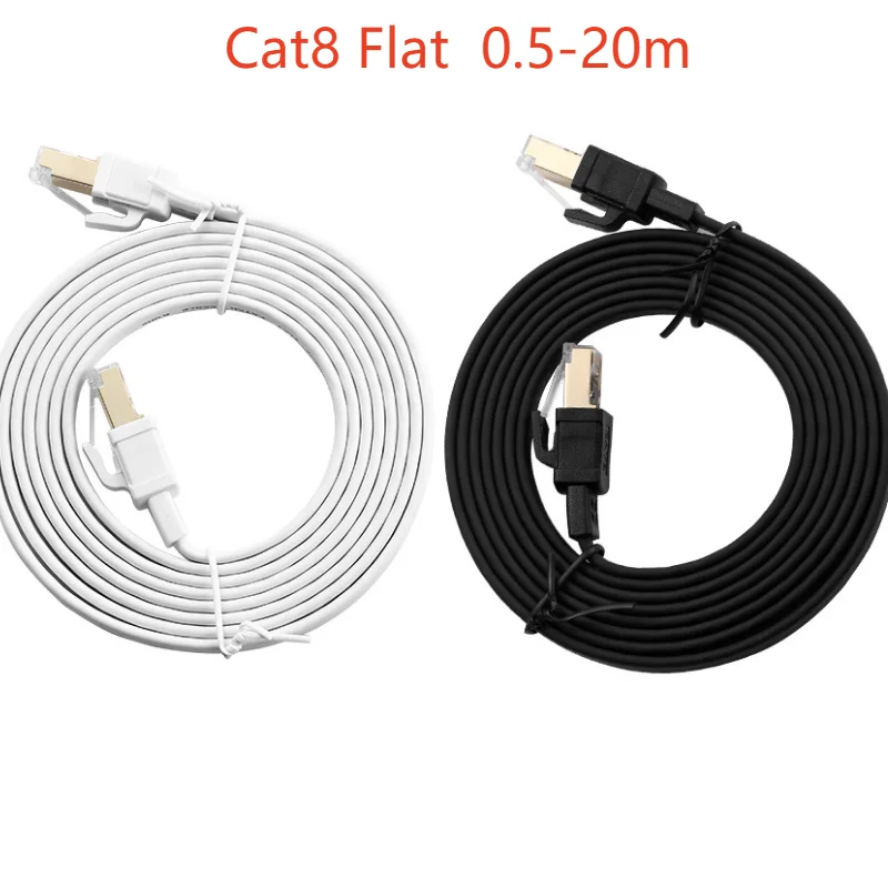 Cat 8 Ethernet Round Cable LAN Network Cat8 Rj45 Speed Network Cable 40Gbps Flat 2000Mhz 26AWG For Router Pc Ps4 Tv Laptop ethernet cable
