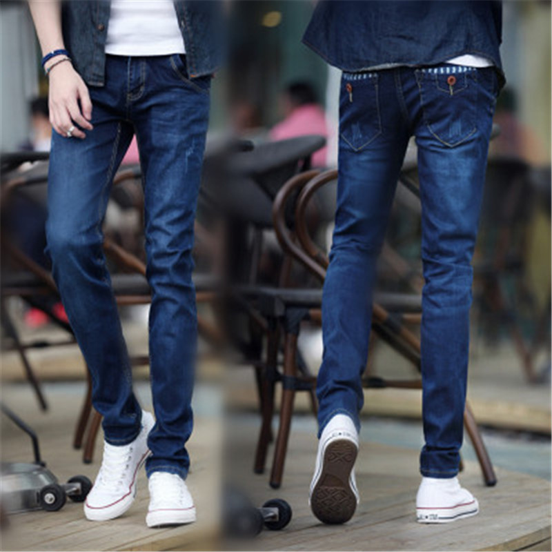 Slim Fit Men's Jeans Long Pants Spring Autumn Summer Thin Sle Faionable High Waist Zipper Closure Cotton Denim Youth Trend