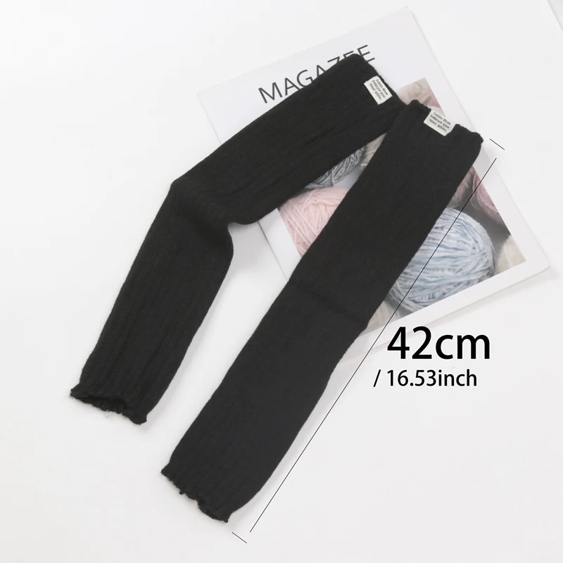 Women's Knitted Fingerless Arm Sleeves Gothic Style Solid Color Winter Long Arm Warmers Girls Harajuku Y2K Fashion Wrist Gloves