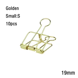 Set of 10 Mini Binder Clips for Office and School Organization (Golden S  10PCS)